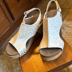 Corkys White & Silver Metalic Wedge Shoes